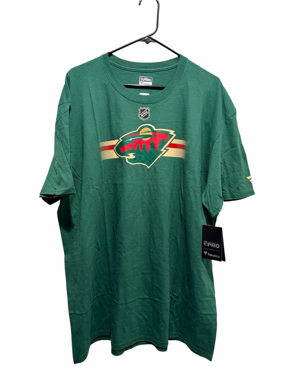 Fanatics Minnesota Wild Green Tee with Red and Gold Logo